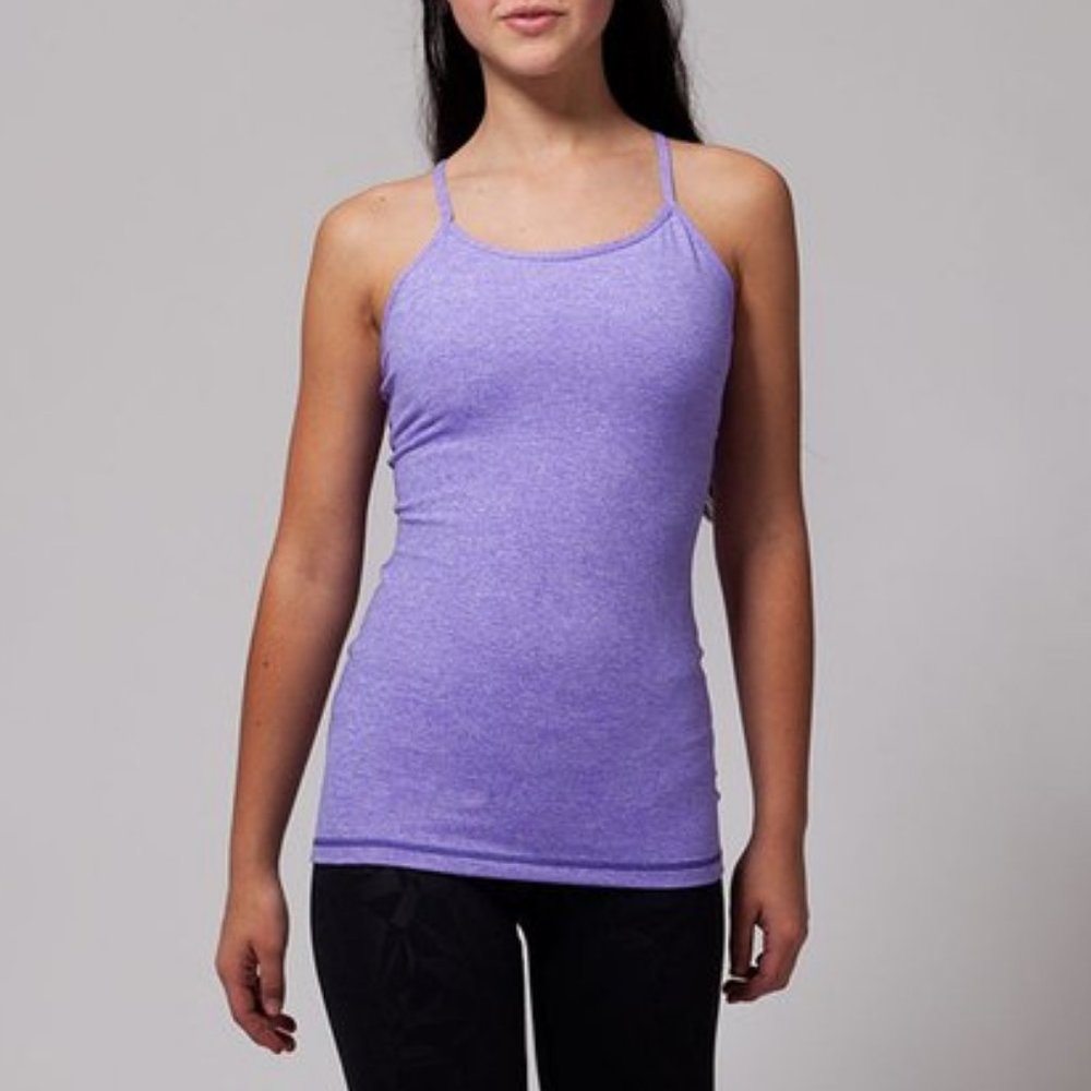 IVIVVA PURPLE HEATHERED RACERBACK TANK